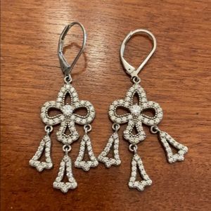 Cubic zirconia silver drop chandelier earrings
